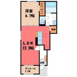 石橋駅 徒歩16分 1階の物件間取画像